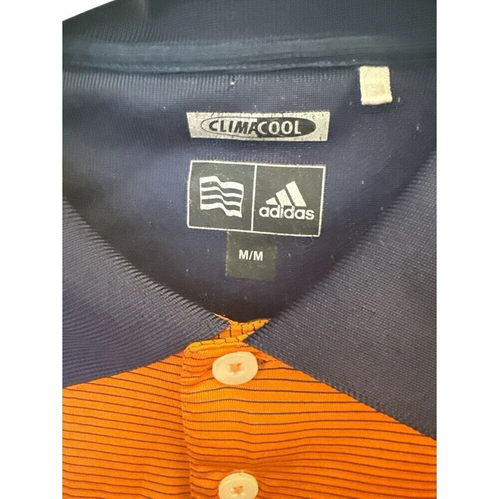 Adidas ClimaCool Polo Shirt Men’s M Orange Striped Royal Dornoch Golf Club